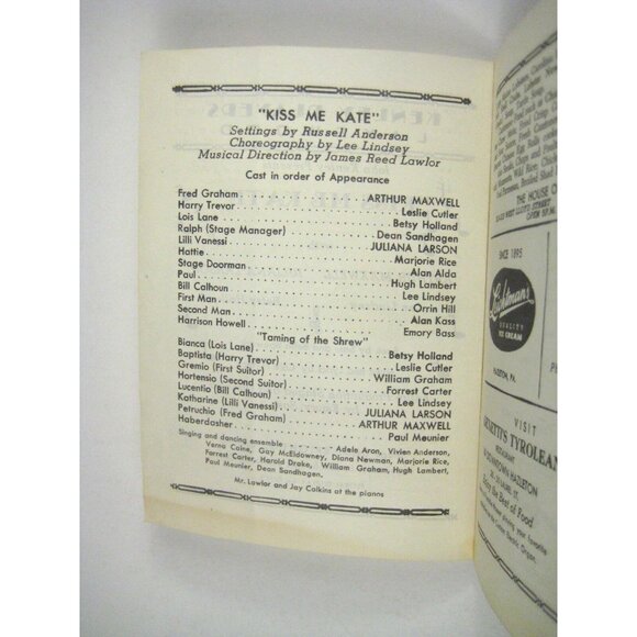 Kiss Me Kate Program 1952 Kenley Players Lakewood Juliana Larson Lee Lindsey - Picture 6 of 8